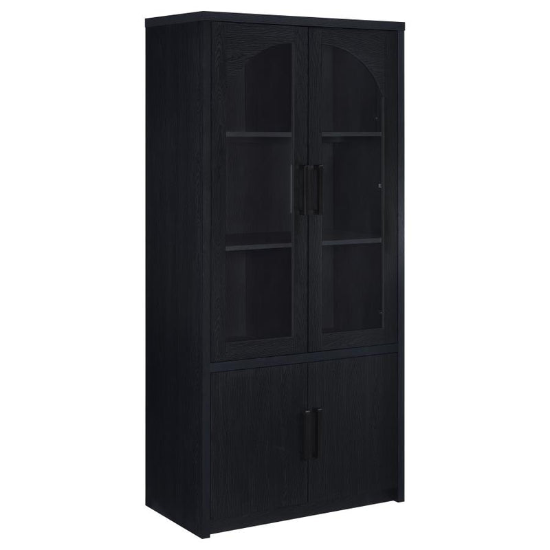Riva 4-door Tall Accent Display Cabinet LED Lighting Black-zoom-