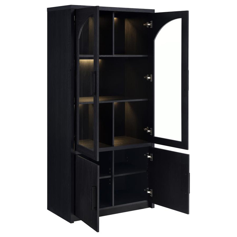 Riva 4-door Tall Accent Display Cabinet LED Lighting Black-zoom-