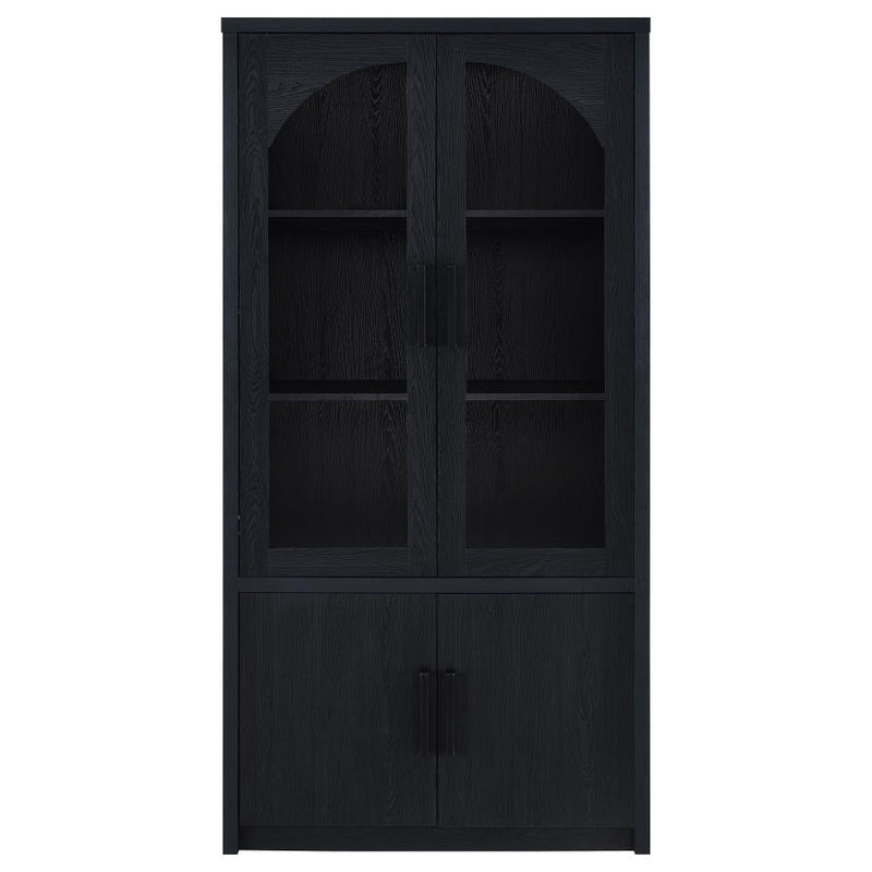 Riva 4-door Tall Accent Display Cabinet LED Lighting Black-zoom-