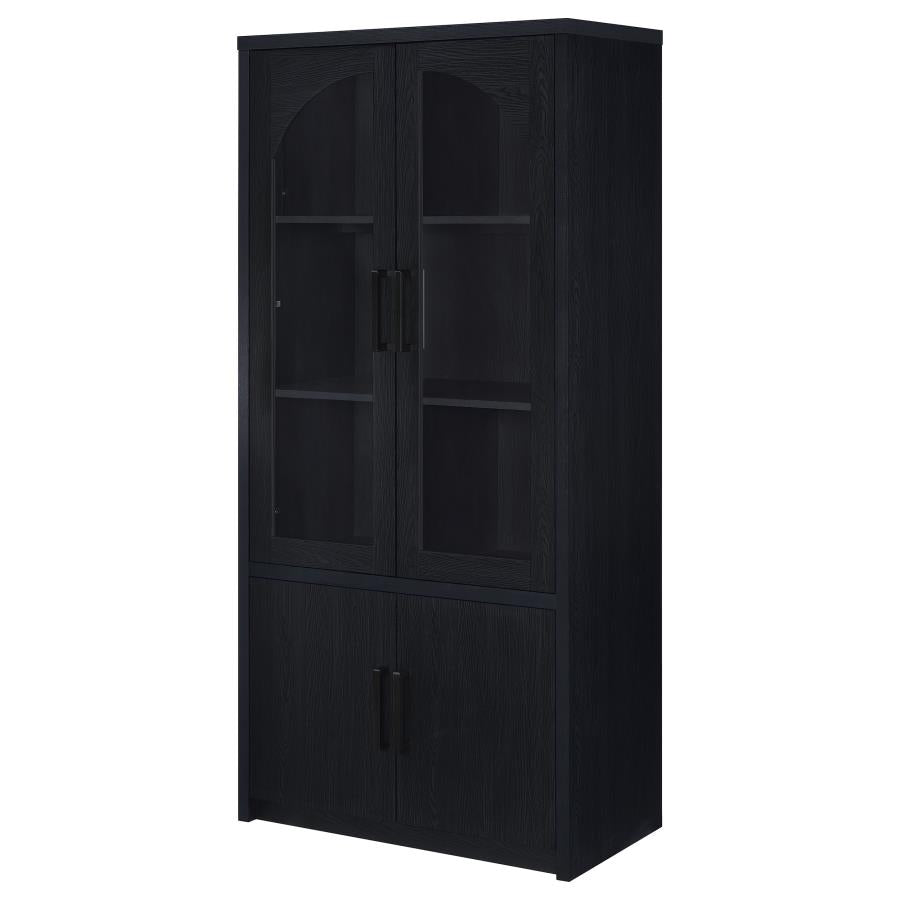 Riva 4-door Tall Accent Display Cabinet LED Lighting Black-6