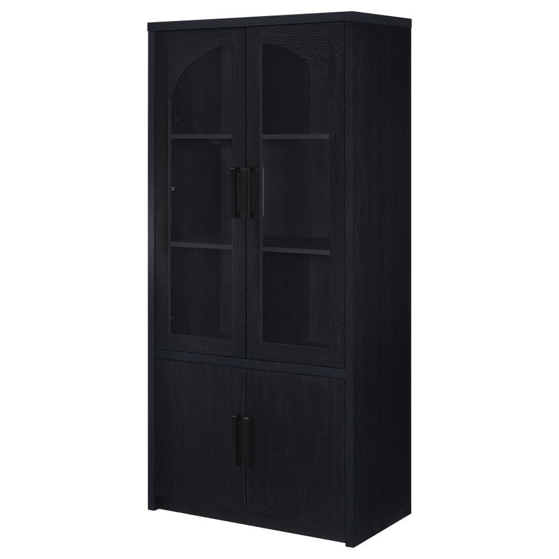 Riva 4-door Tall Accent Display Cabinet LED Lighting Black-zoom-