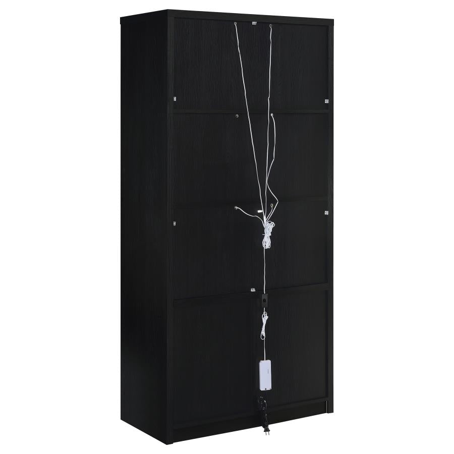Riva 4-door Tall Accent Display Cabinet LED Lighting Black-8