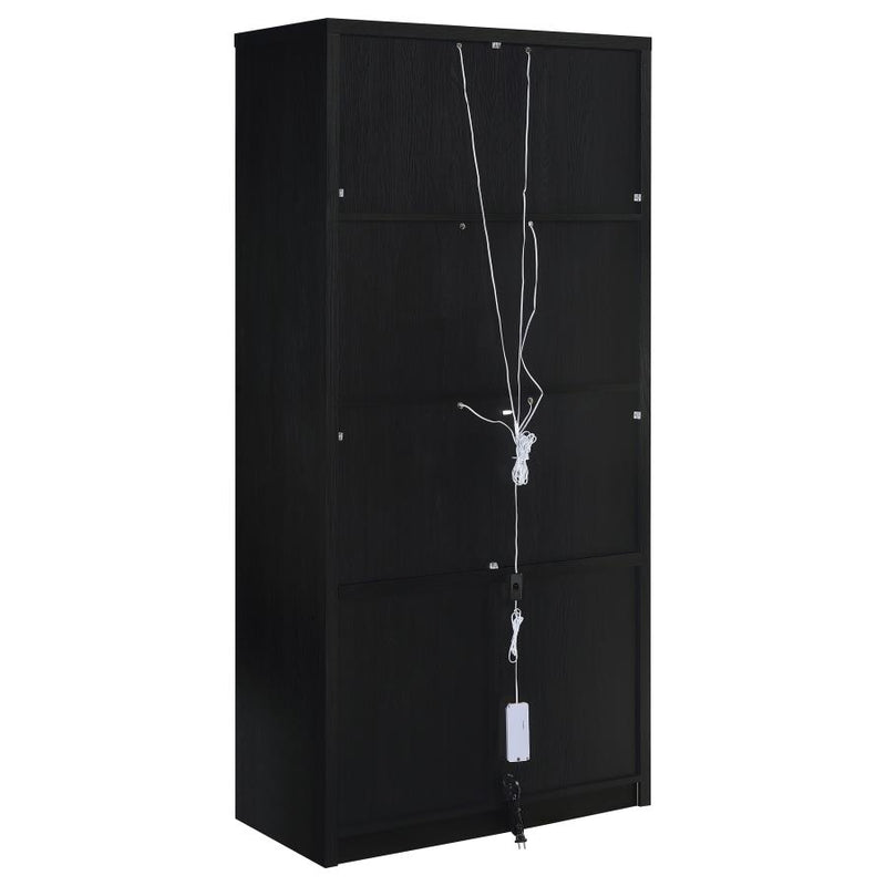 Riva 4-door Tall Accent Display Cabinet LED Lighting Black-zoom-