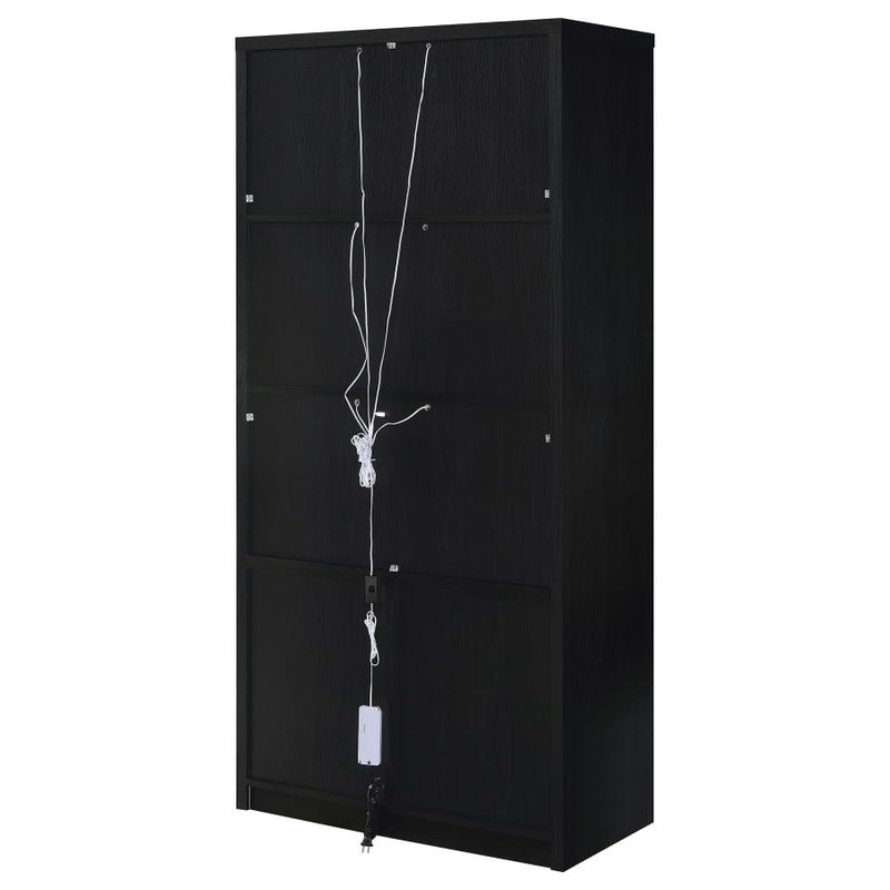 Riva 4-door Tall Accent Display Cabinet LED Lighting Black-zoom-