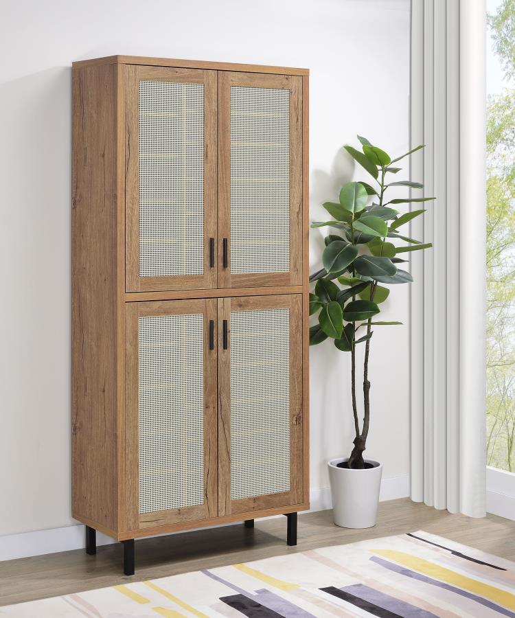 Teller 80-inch 4-door Tall Shoe Storage Cabinet Natural Oak-zoom-