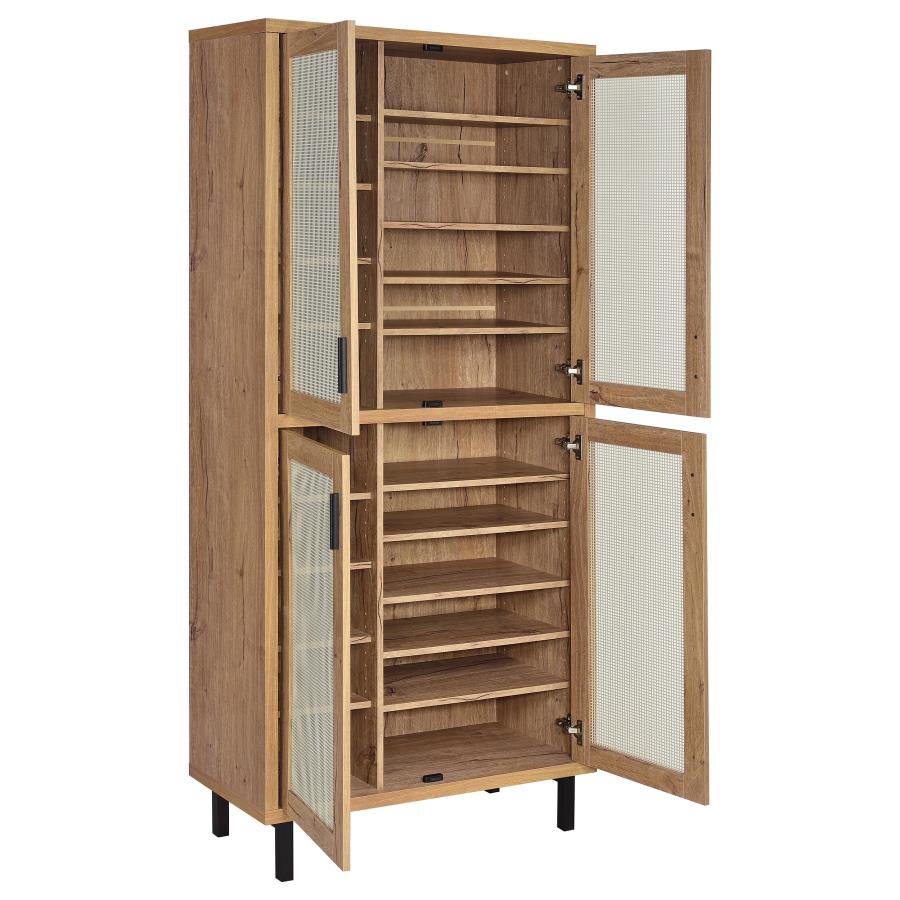 Teller 80-inch 4-door Tall Shoe Storage Cabinet Natural Oak-zoom-3