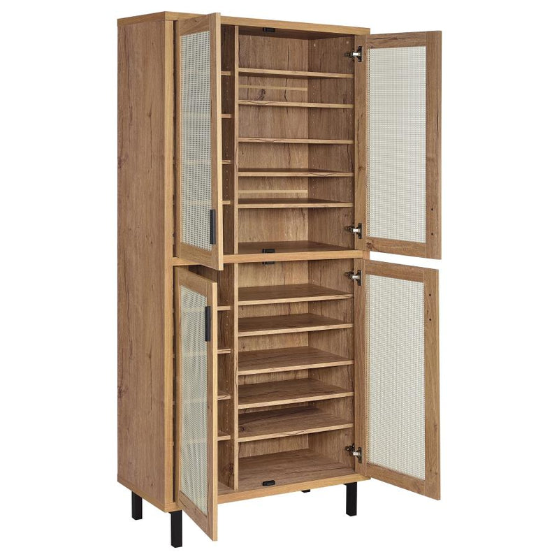 Teller 80-inch 4-door Tall Shoe Storage Cabinet Natural Oak-zoom-