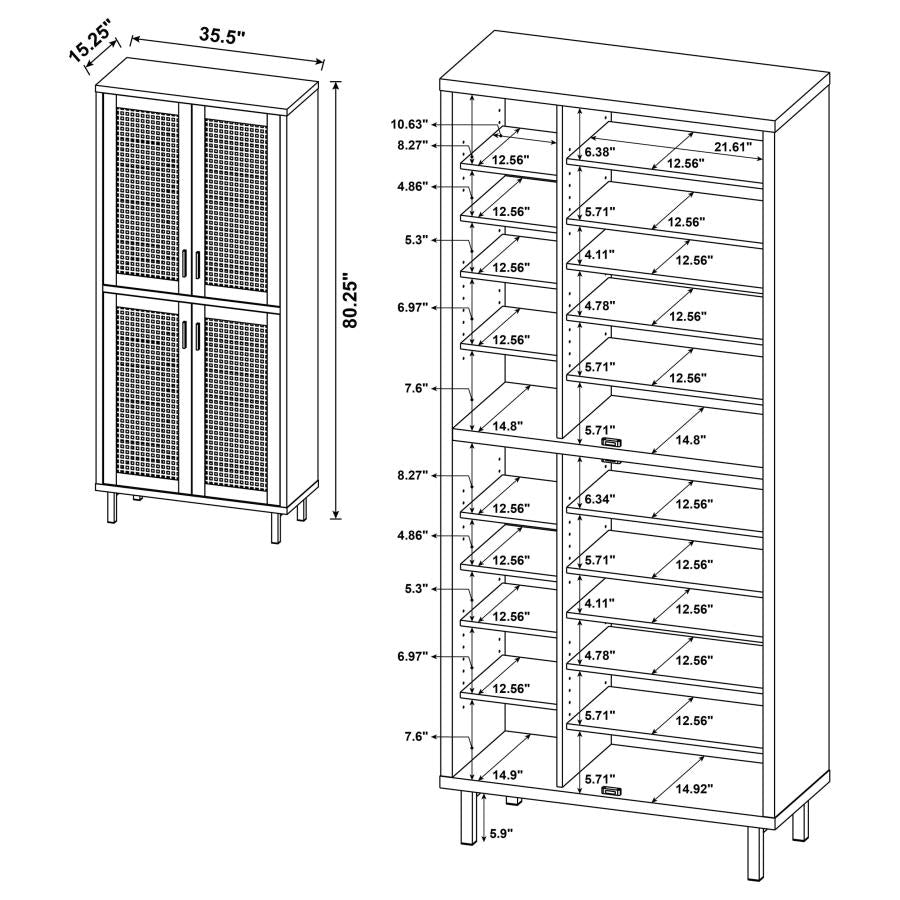 Teller 80-inch 4-door Tall Shoe Storage Cabinet Natural Oak-12