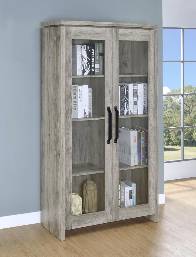 Alejo 2-door Engineered Wood Tall Cabinet Grey Driftwood-2