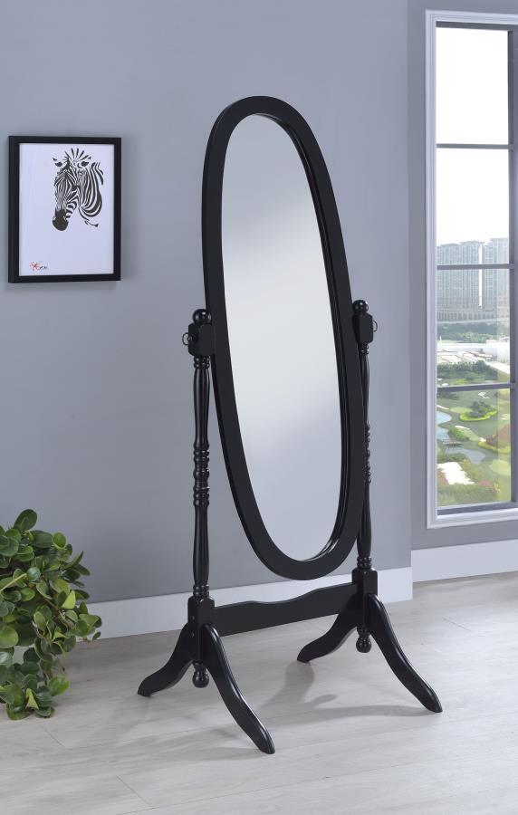 Foyet Wood Adjustable Full Length Cheval Mirror Black-zoom-