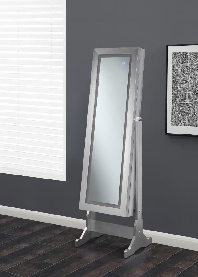 Moore Cheval Mirror with Jewelry Storage Silver-zoom-2