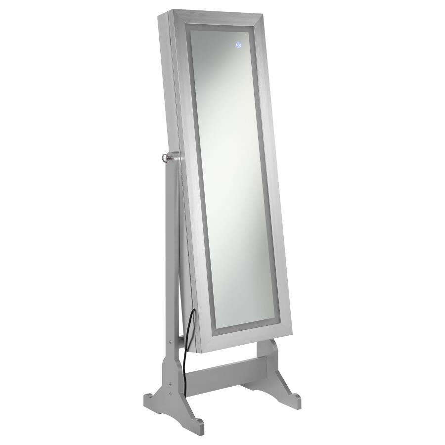 Moore Cheval Mirror with Jewelry Storage Silver-1