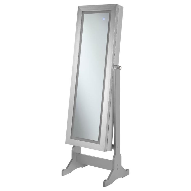 Moore Cheval Mirror with Jewelry Storage Silver-zoom-