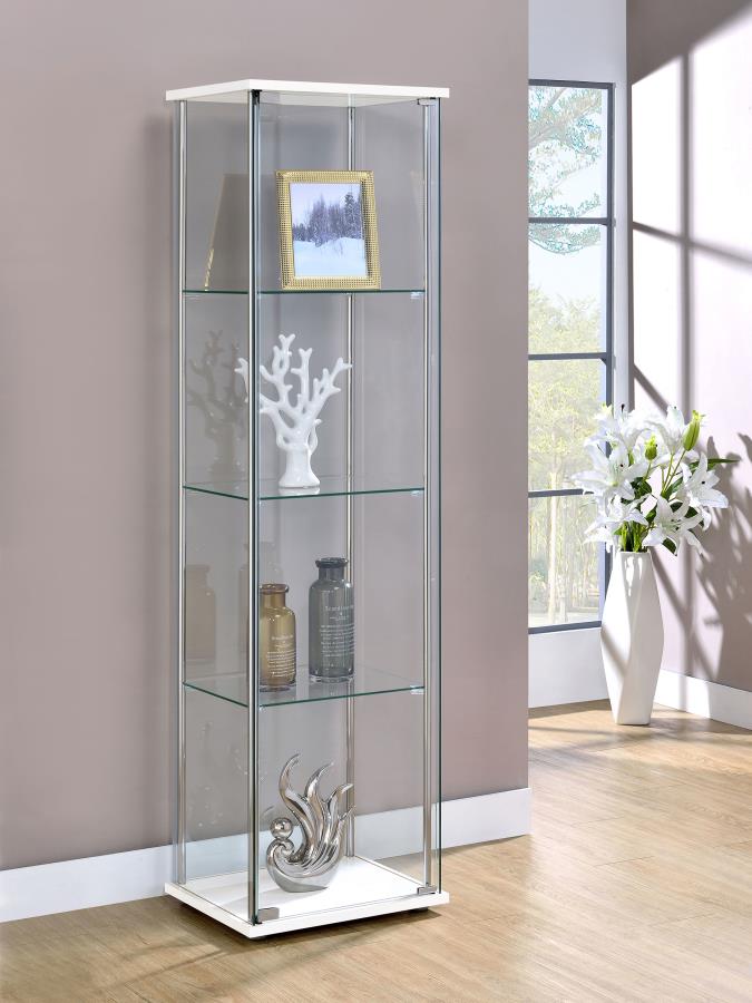 Bellatrix 3-shelf Clear Glass Curio Cabinet White-2
