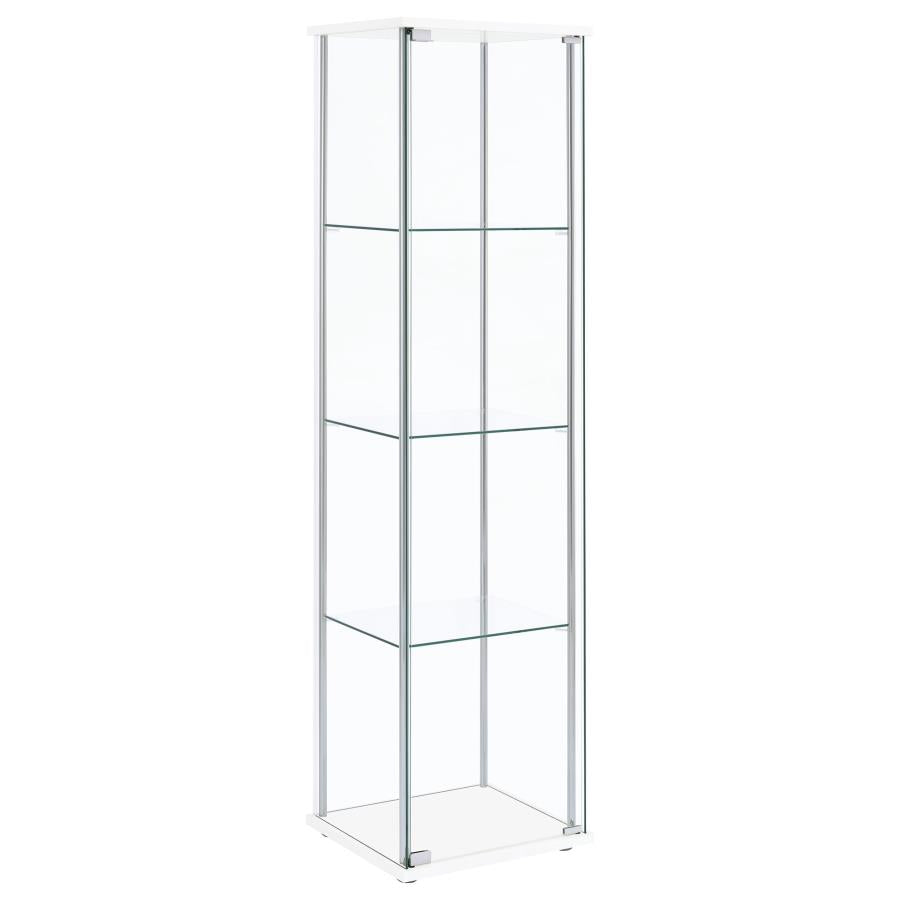 Bellatrix 3-shelf Clear Glass Curio Cabinet White-1