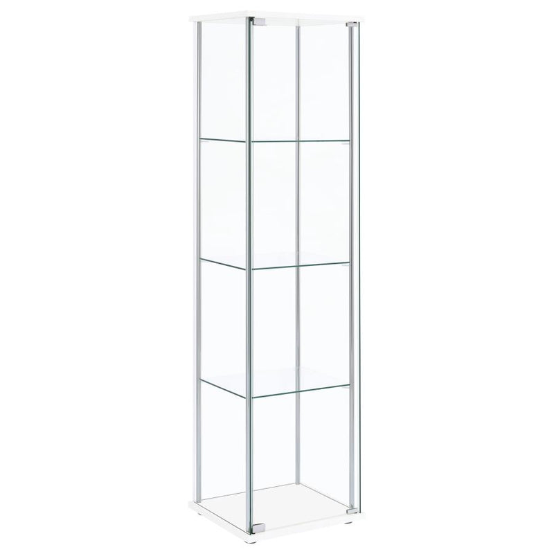 Bellatrix 3-shelf Clear Glass Curio Cabinet White-zoom-