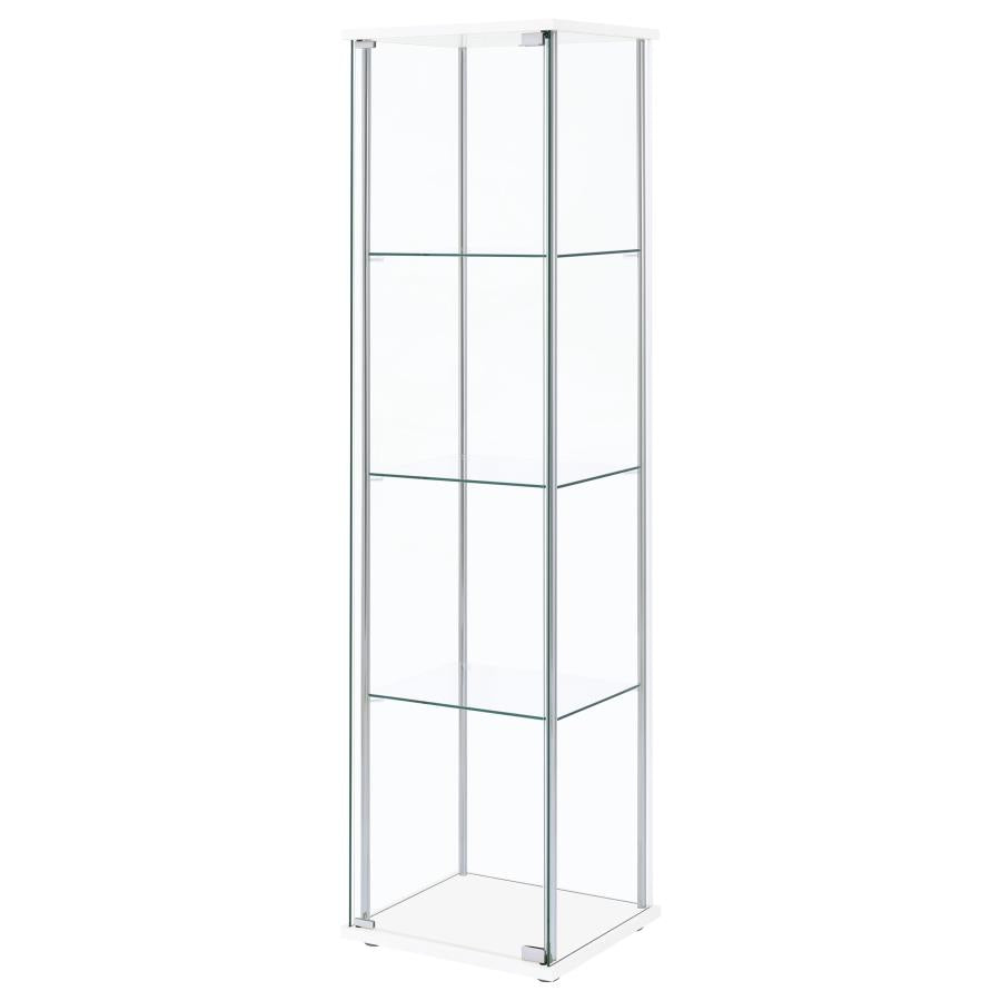 Bellatrix 3-shelf Clear Glass Curio Cabinet White-zoom-4