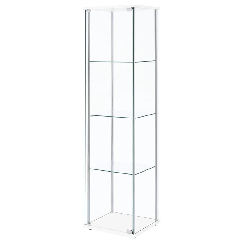 Bellatrix 3-shelf Clear Glass Curio Cabinet White-zoom-