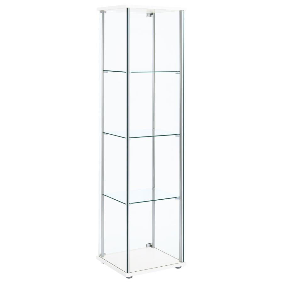 Bellatrix 3-shelf Clear Glass Curio Cabinet White-6