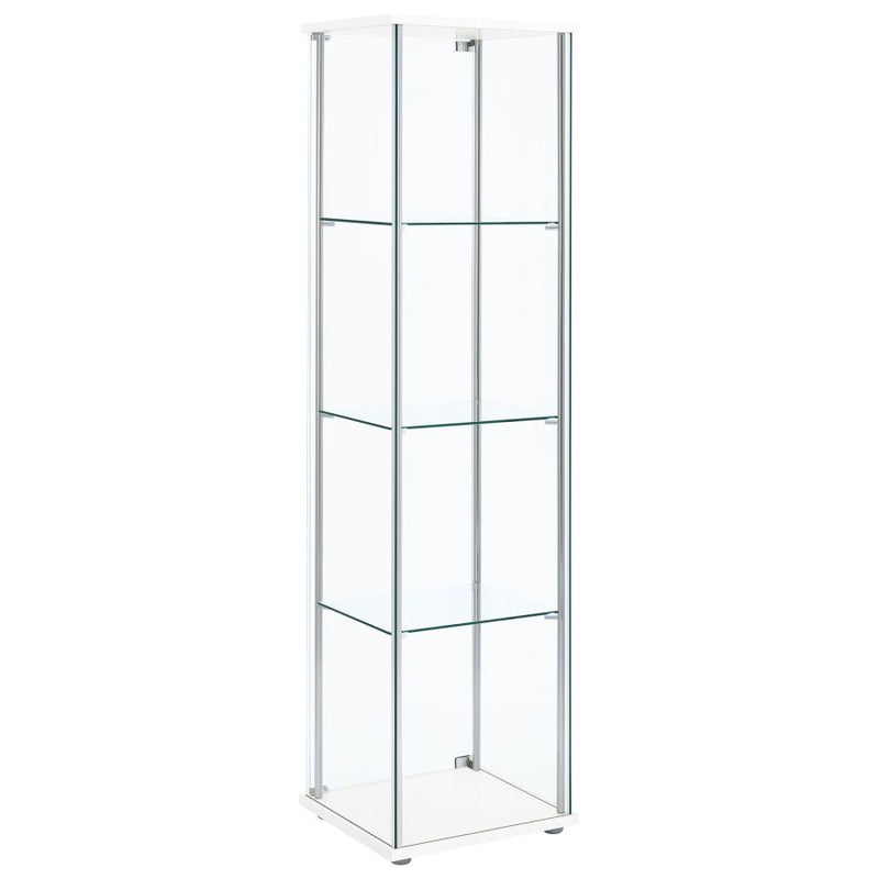 Bellatrix 3-shelf Clear Glass Curio Cabinet White-zoom-
