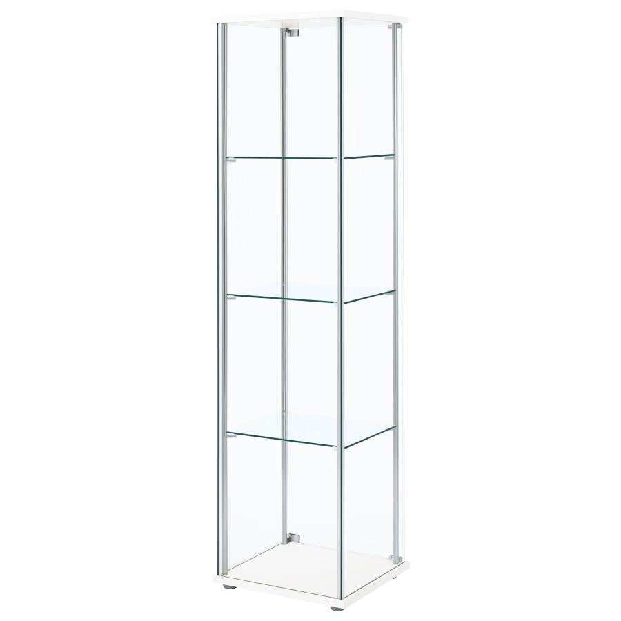 Bellatrix 3-shelf Clear Glass Curio Cabinet White-zoom-8