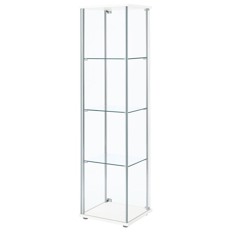 Bellatrix 3-shelf Clear Glass Curio Cabinet White-zoom-