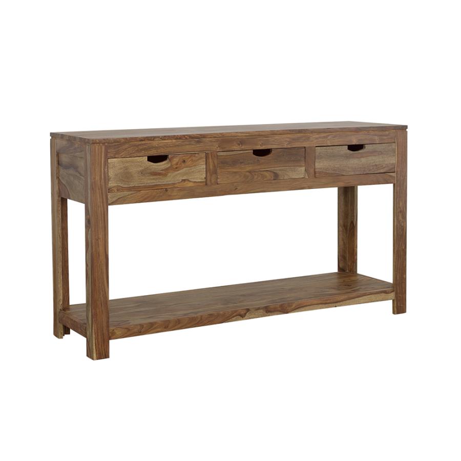 Esther 3-drawer Wood Console Table Natural Sheesham-1
