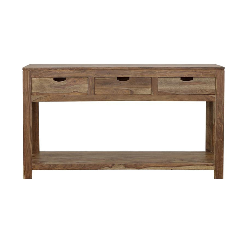 Esther 3-drawer Wood Console Table Natural Sheesham-zoom-