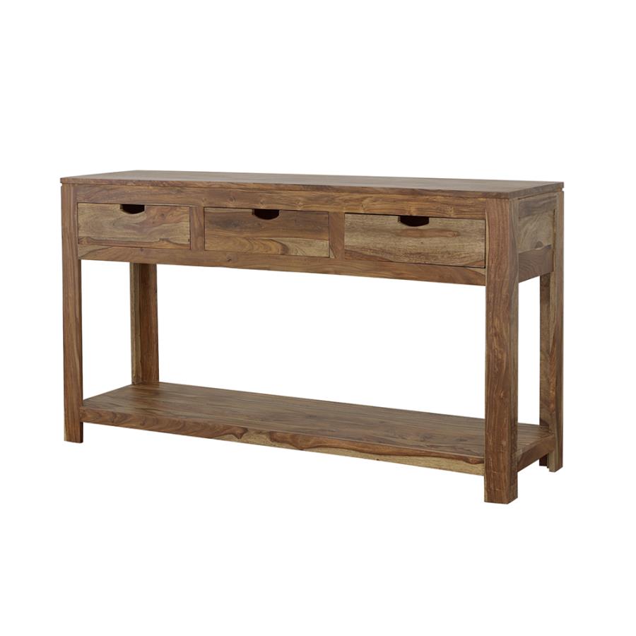 Esther 3-drawer Wood Console Table Natural Sheesham-6