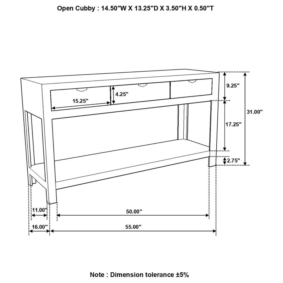 Esther 3-drawer Wood Console Table Natural Sheesham-zoom-5