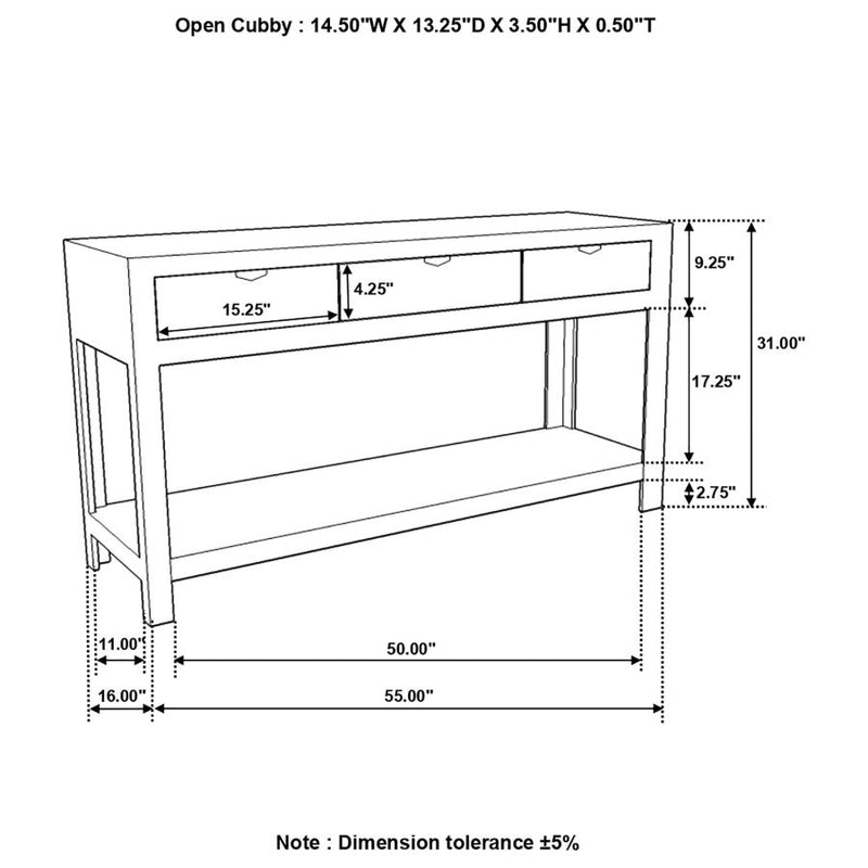Esther 3-drawer Wood Console Table Natural Sheesham-zoom-