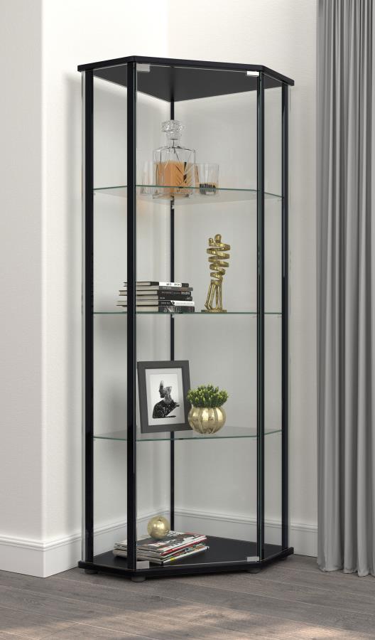 Zenobia 4-shelf Curio Cabinet Display Case Black-zoom-