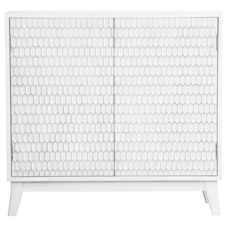 Gambon 2-door Wood Honeycomb Pattern Accent Cabinet White-zoom-1