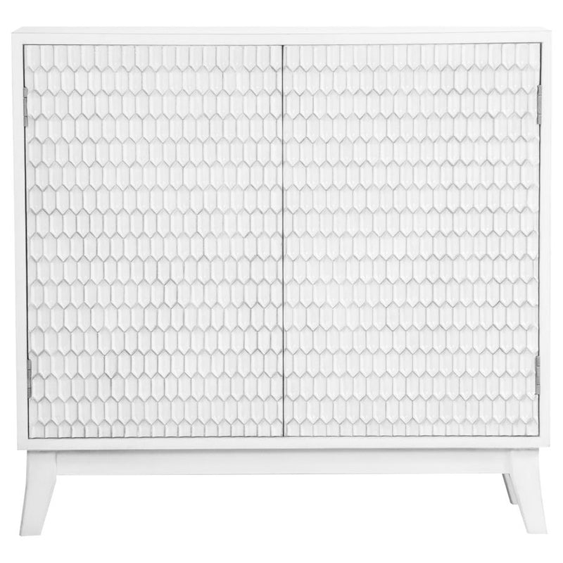Gambon 2-door Wood Honeycomb Pattern Accent Cabinet White-zoom-