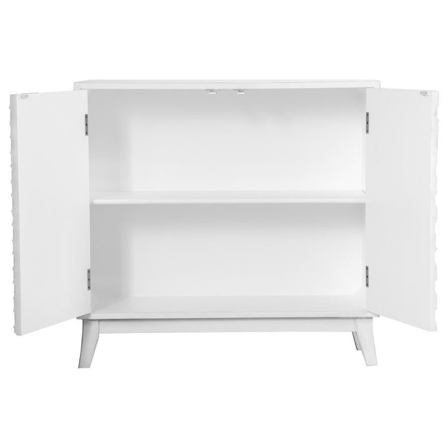 Gambon 2-door Wood Honeycomb Pattern Accent Cabinet White-zoom-3