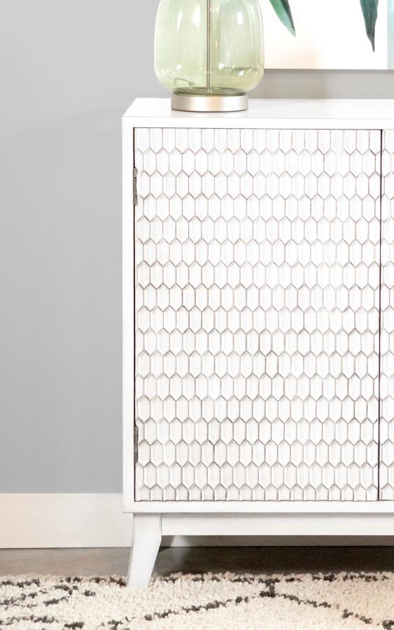 Gambon 2-door Wood Honeycomb Pattern Accent Cabinet White-zoom-7