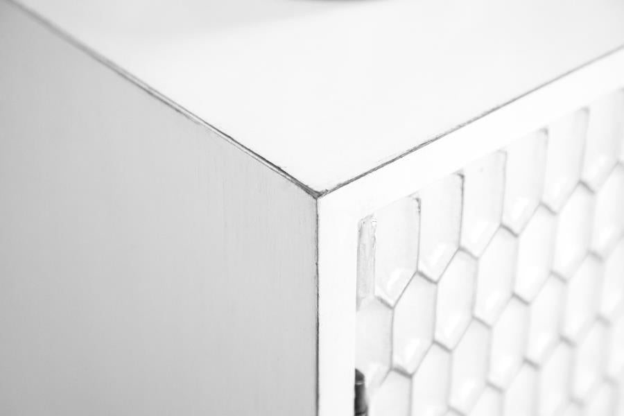 Gambon 2-door Wood Honeycomb Pattern Accent Cabinet White-zoom-9