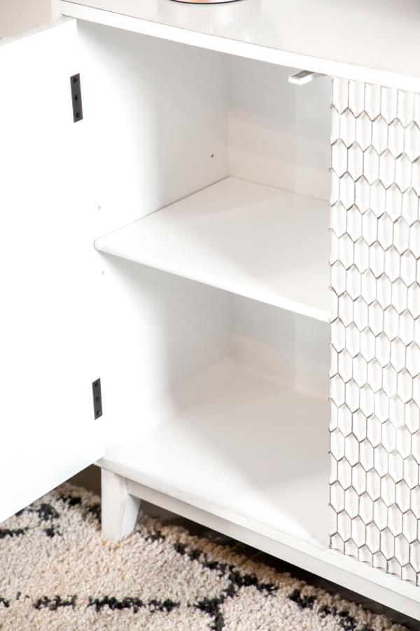 Gambon 2-door Wood Honeycomb Pattern Accent Cabinet White-zoom-