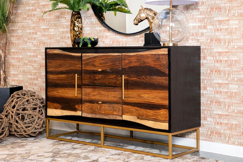 Zara 2-door 57-inch Wood Accent Storage Cabinet Black Walnut-zoom-