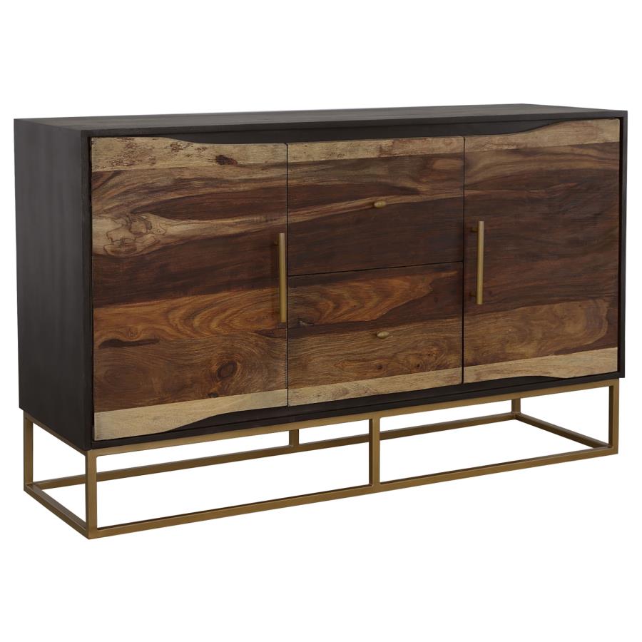 Zara 2-door 57-inch Wood Accent Storage Cabinet Black Walnut-1