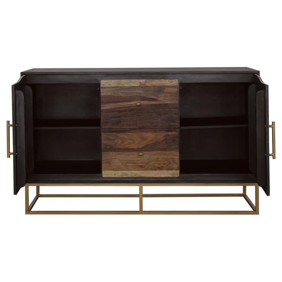 Zara 2-door 57-inch Wood Accent Storage Cabinet Black Walnut-zoom-4