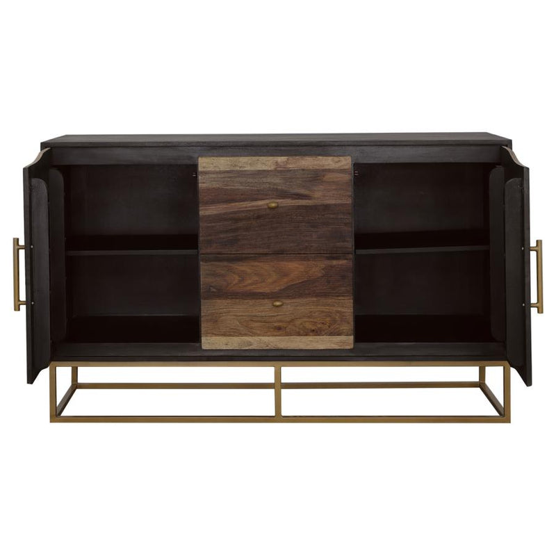 Zara 2-door 57-inch Wood Accent Storage Cabinet Black Walnut-zoom-