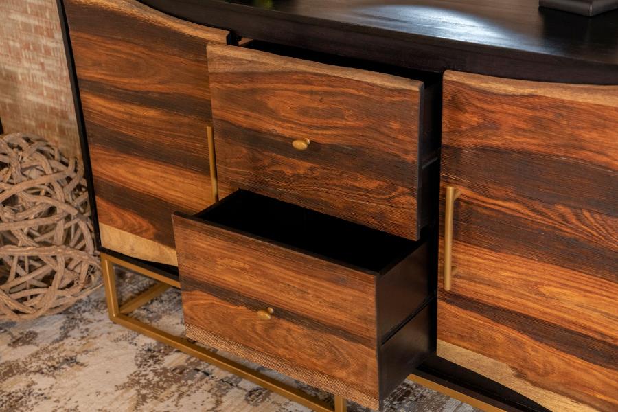 Zara 2-door 57-inch Wood Accent Storage Cabinet Black Walnut-8