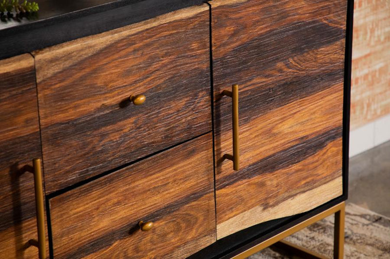 Zara 2-door 57-inch Wood Accent Storage Cabinet Black Walnut-zoom-