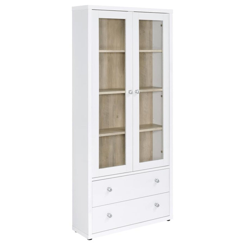 Hawthorne 4-shelf Glass Door Tall Cabinet with Drawers White-zoom-