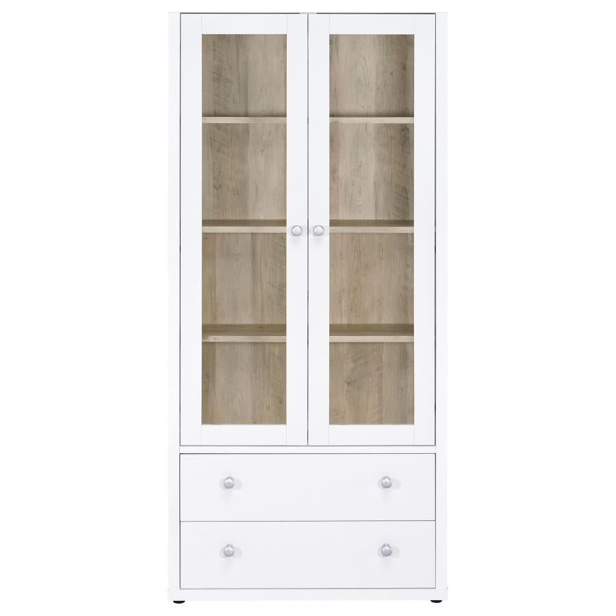 Hawthorne 4-shelf Glass Door Tall Cabinet with Drawers White-4