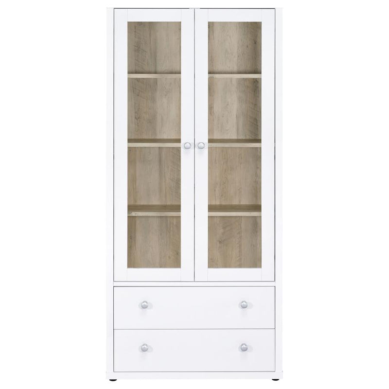 Hawthorne 4-shelf Glass Door Tall Cabinet with Drawers White-zoom-