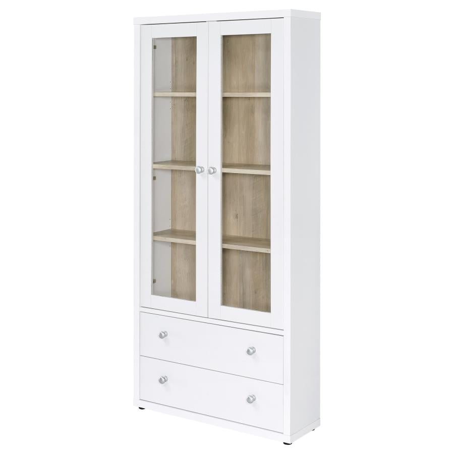 Hawthorne 4-shelf Glass Door Tall Cabinet with Drawers White-zoom-5