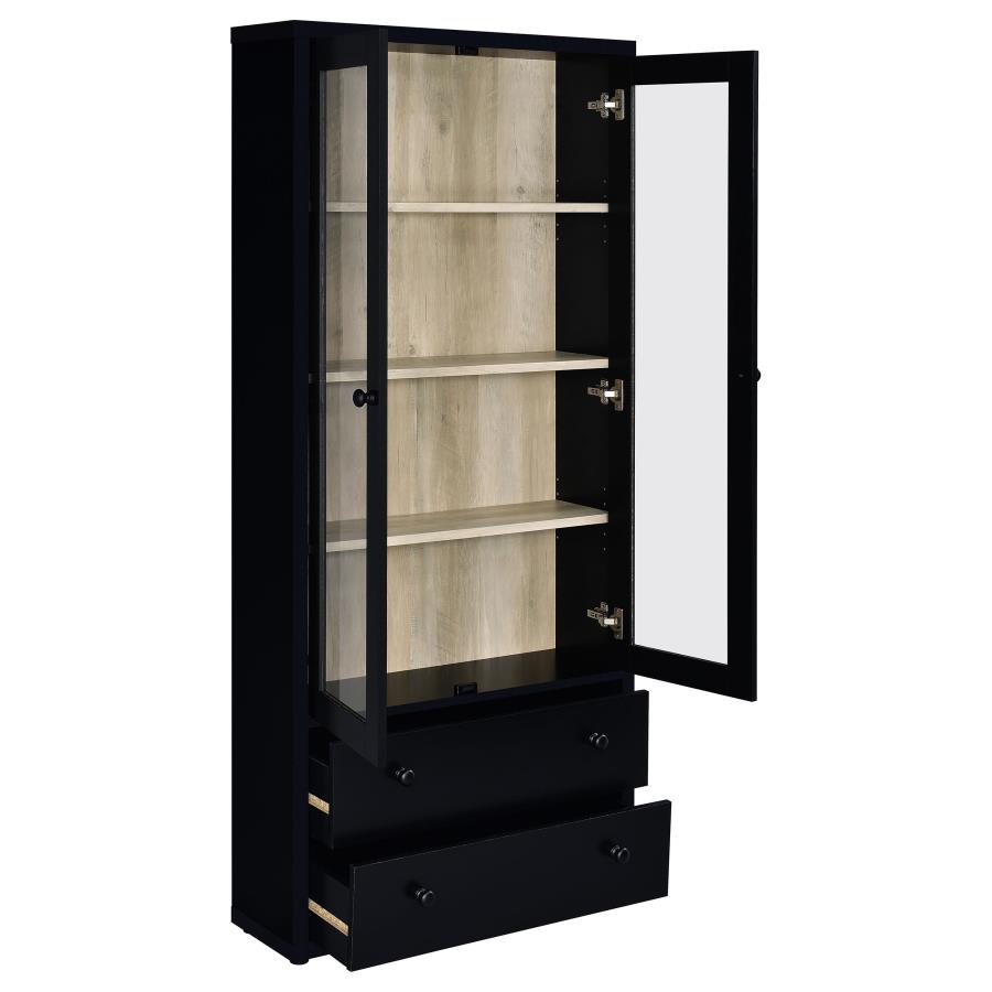 Hawthorne 4-shelf Glass Door Cabinet with Drawers Black-3