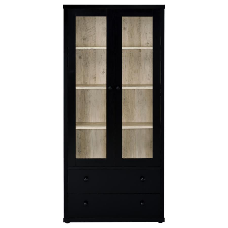 Hawthorne 4-shelf Glass Door Cabinet with Drawers Black-4